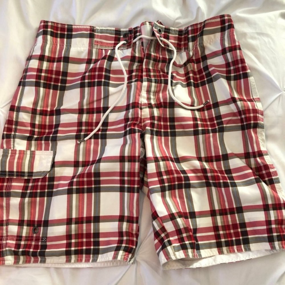 Gap Red Plaid Board Shorts - Size L